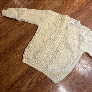 Vintage 50’s 60’s Fair Isle Sweater 60’s Sweater Braided Cream 100% Wool Winter